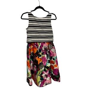 Taylor - Stripe and Floral Print A-line Dress 5997M